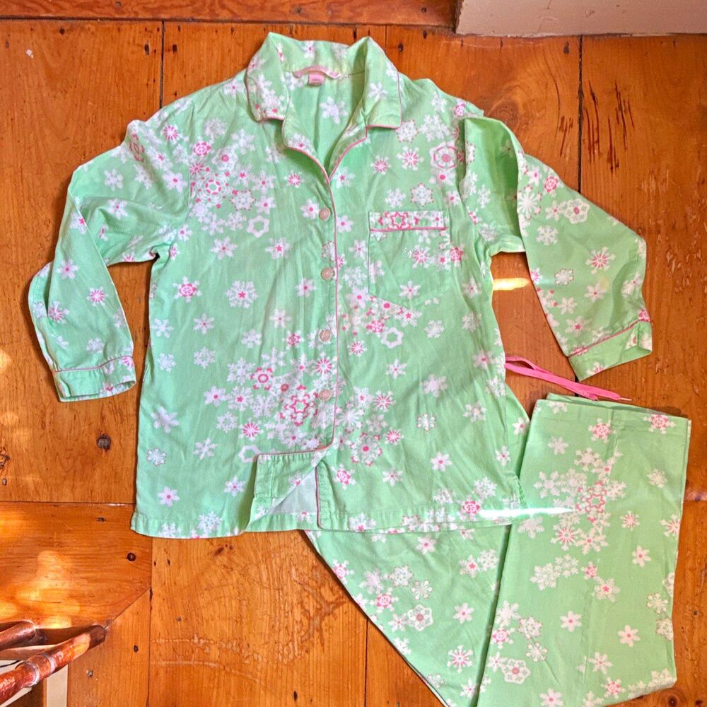 Y2K Victoria's Secret S Flannel Pajama Set cotton mint green-see pic details
